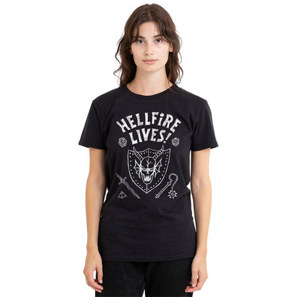 Black - Back - Stranger Things Womens-Ladies Hellfire Graduation Invert T-Shirt