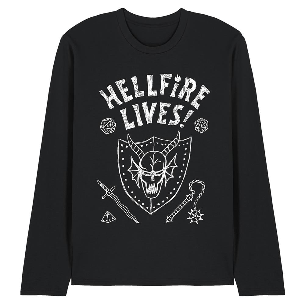 Black - Front - Stranger Things Unisex Adult Hellfire Graduation Invert Long-Sleeved T-Shirt