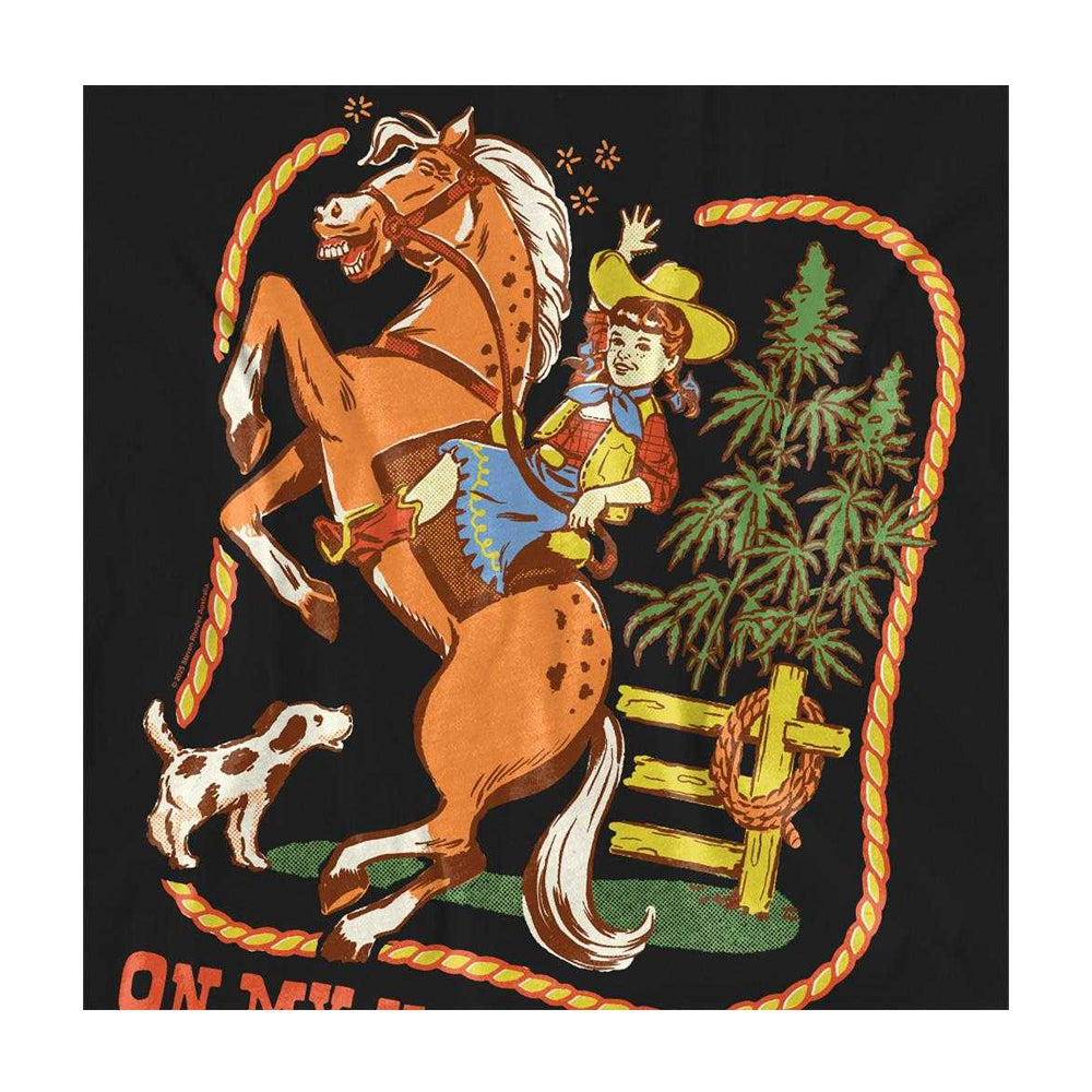 Black - Side - Steven Rhodes Womens-Ladies On My High Horse T-Shirt