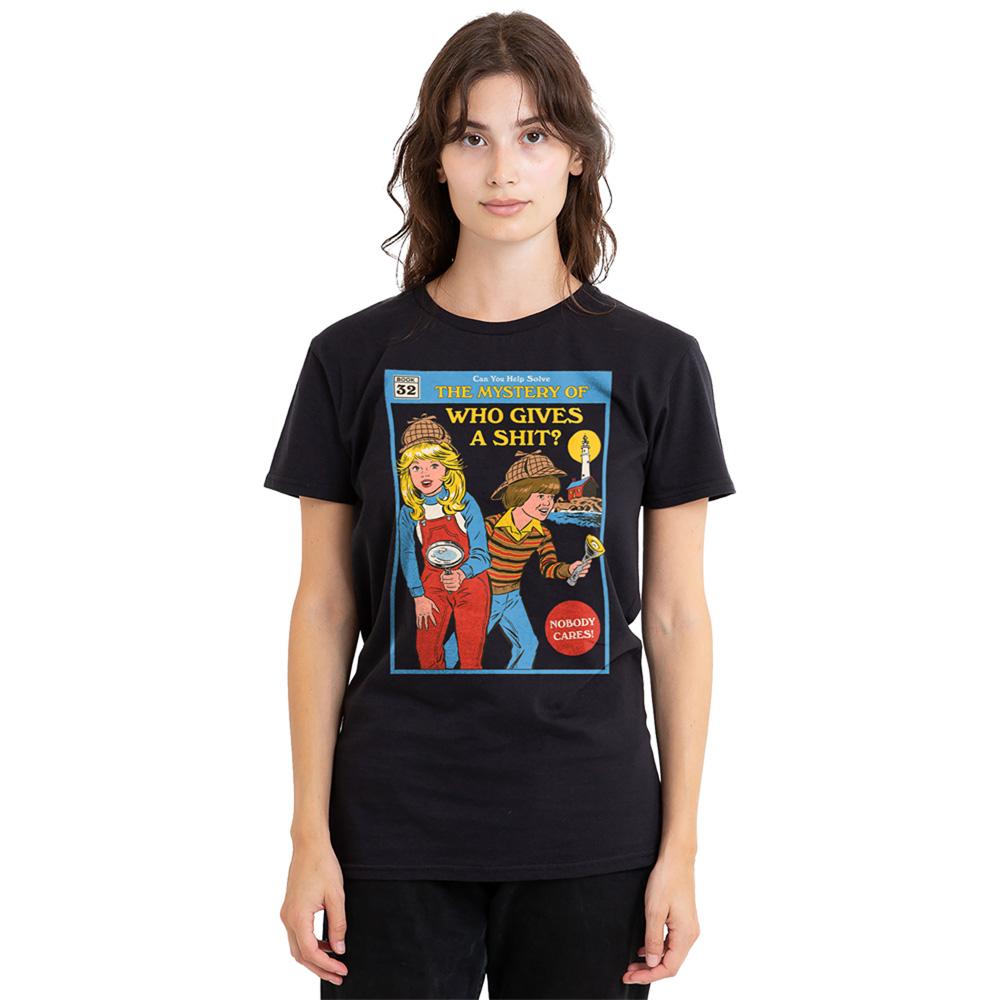 Black - Lifestyle - Steven Rhodes Womens-Ladies Who Gives A Shit T-Shirt