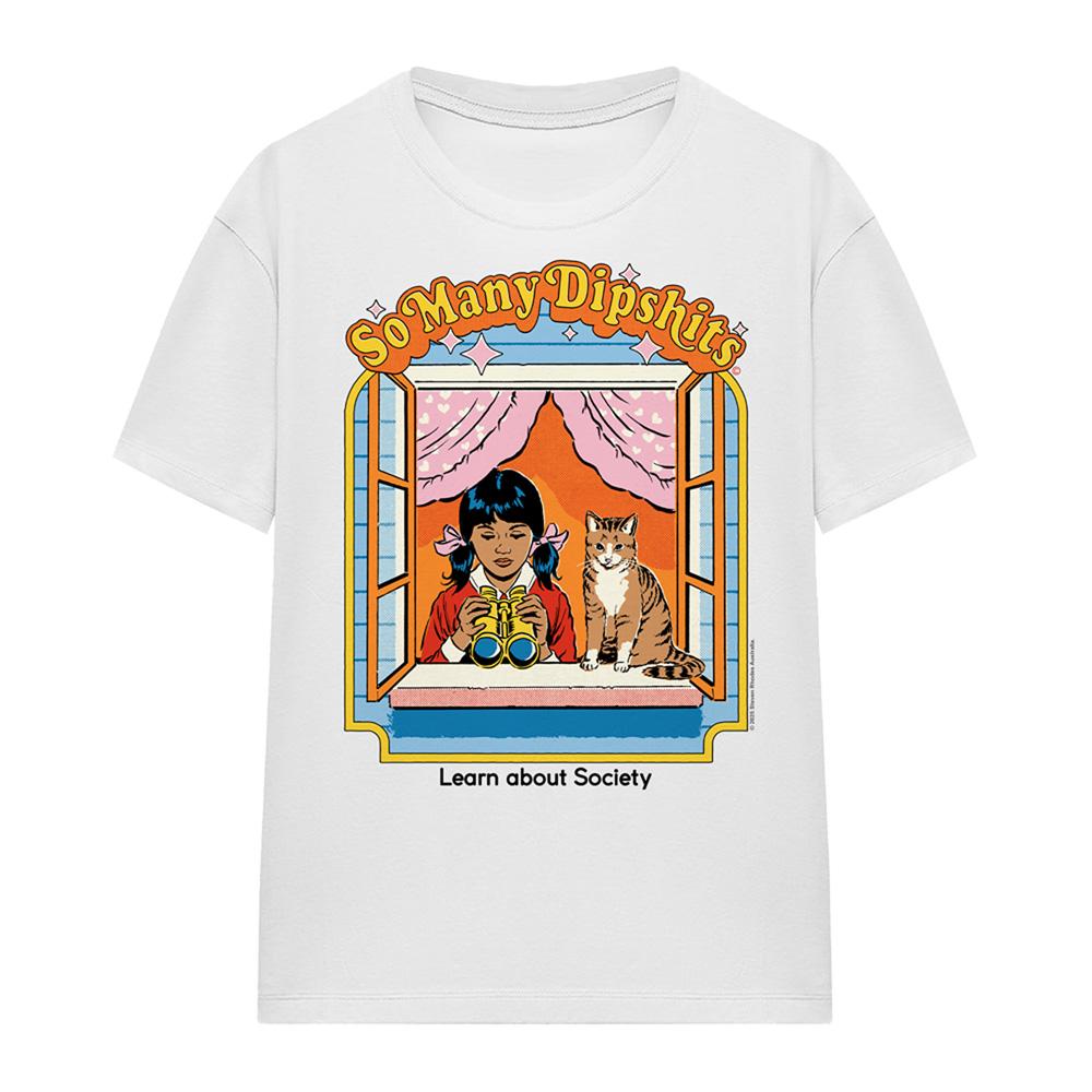 White - Front - Steven Rhodes Womens-Ladies So Many Dipshits T-Shirt