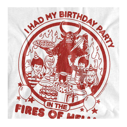 White - Side - Steven Rhodes Womens-Ladies Birthday In Hell T-Shirt