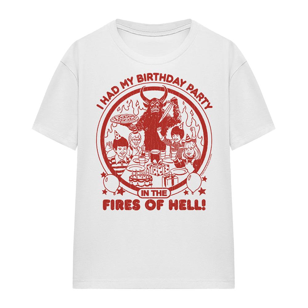 White - Front - Steven Rhodes Womens-Ladies Birthday In Hell T-Shirt