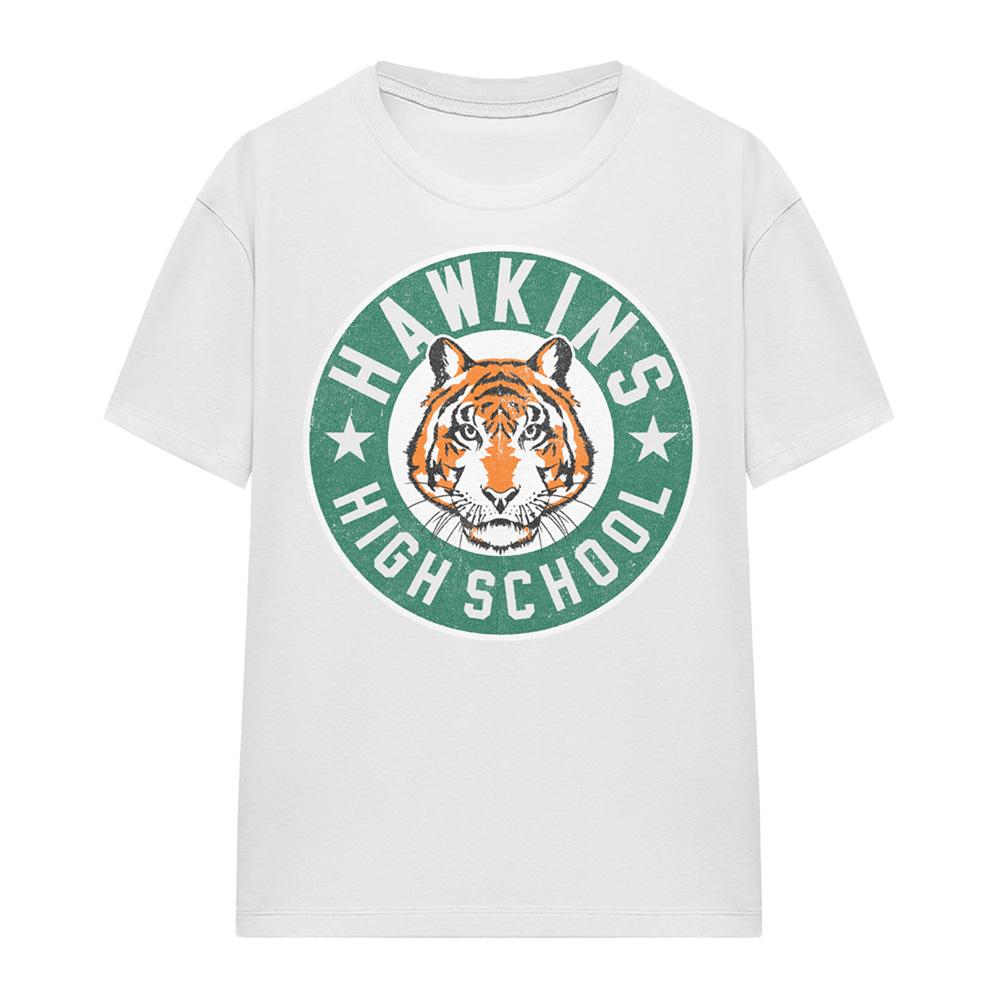 White - Front - Stranger Things Womens-Ladies Hawkins High Badge T-Shirt