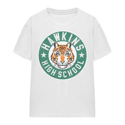 White - Front - Stranger Things Womens-Ladies Hawkins High Badge T-Shirt