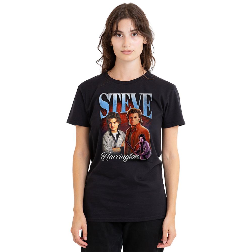 Black - Back - Stranger Things Womens-Ladies Steve Harrington Homage T-Shirt