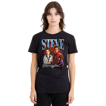 Black - Back - Stranger Things Womens-Ladies Steve Harrington Homage T-Shirt