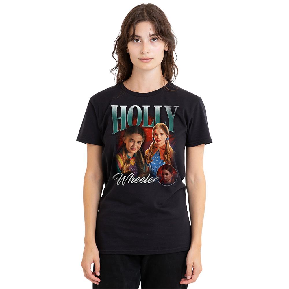 Black - Back - Stranger Things Womens-Ladies Holly Homage T-Shirt
