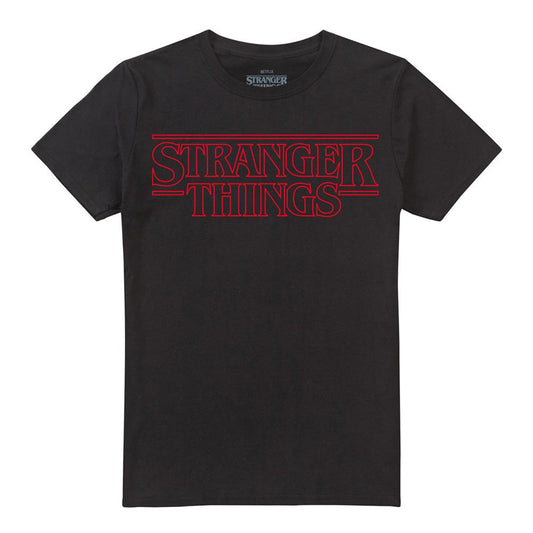 Black - Front - Stranger Things Unisex Adult Outline Logo T-Shirt