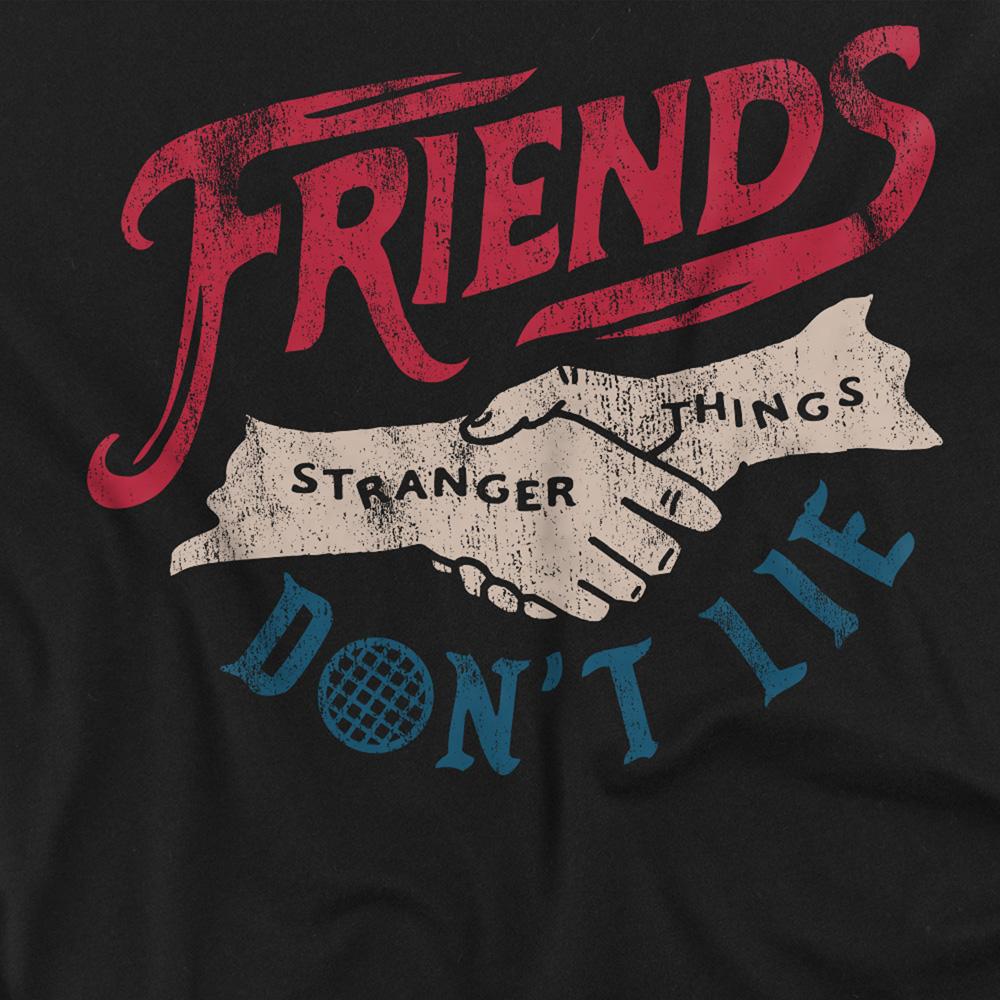 Black - Side - Stranger Things Unisex Adult Friends Don´t Lie T-Shirt