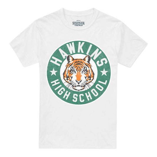White - Front - Stranger Things Unisex Adult Hawkins High Badge T-Shirt
