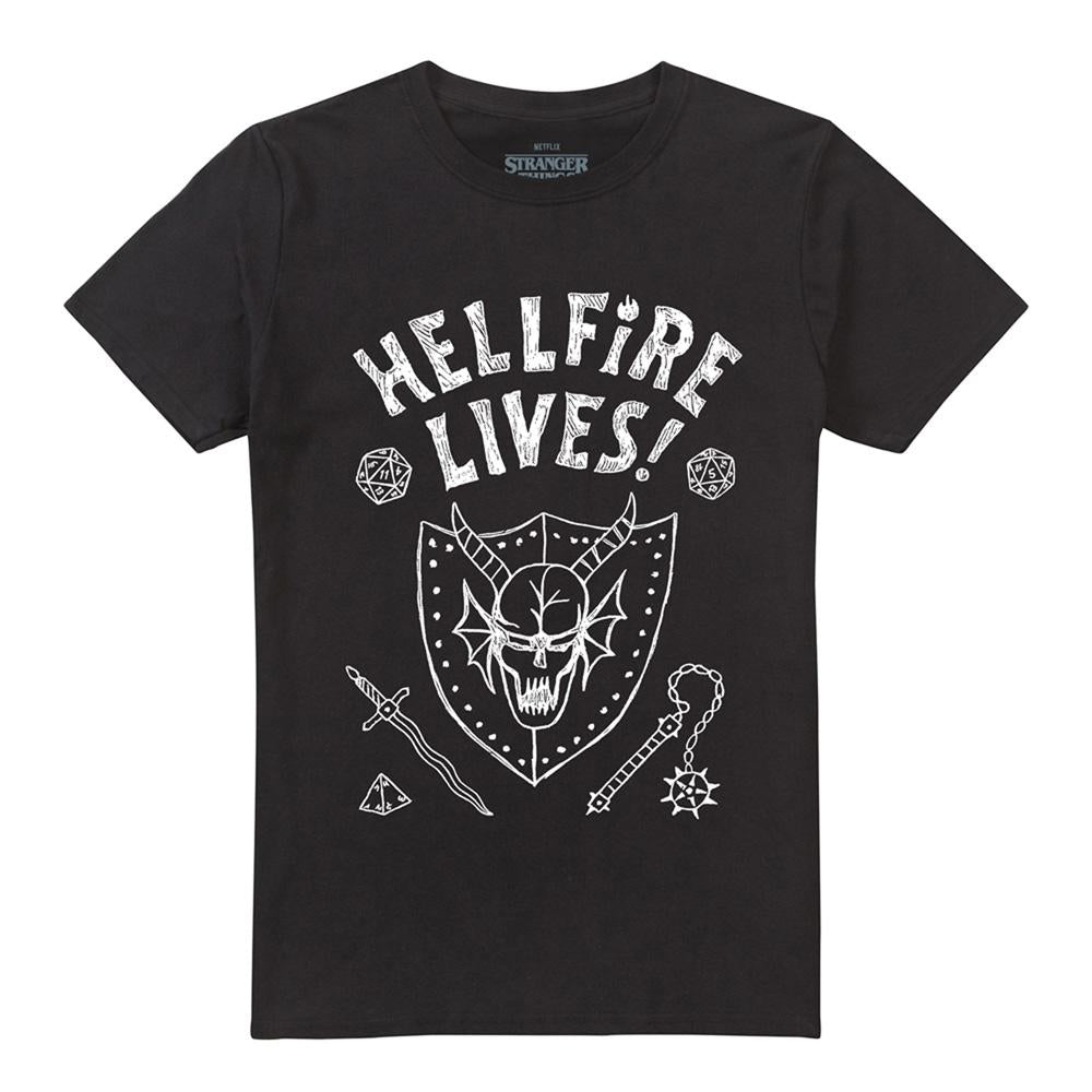 Black - Front - Stranger Things Unisex Adult Hellfire Graduation Invert T-Shirt