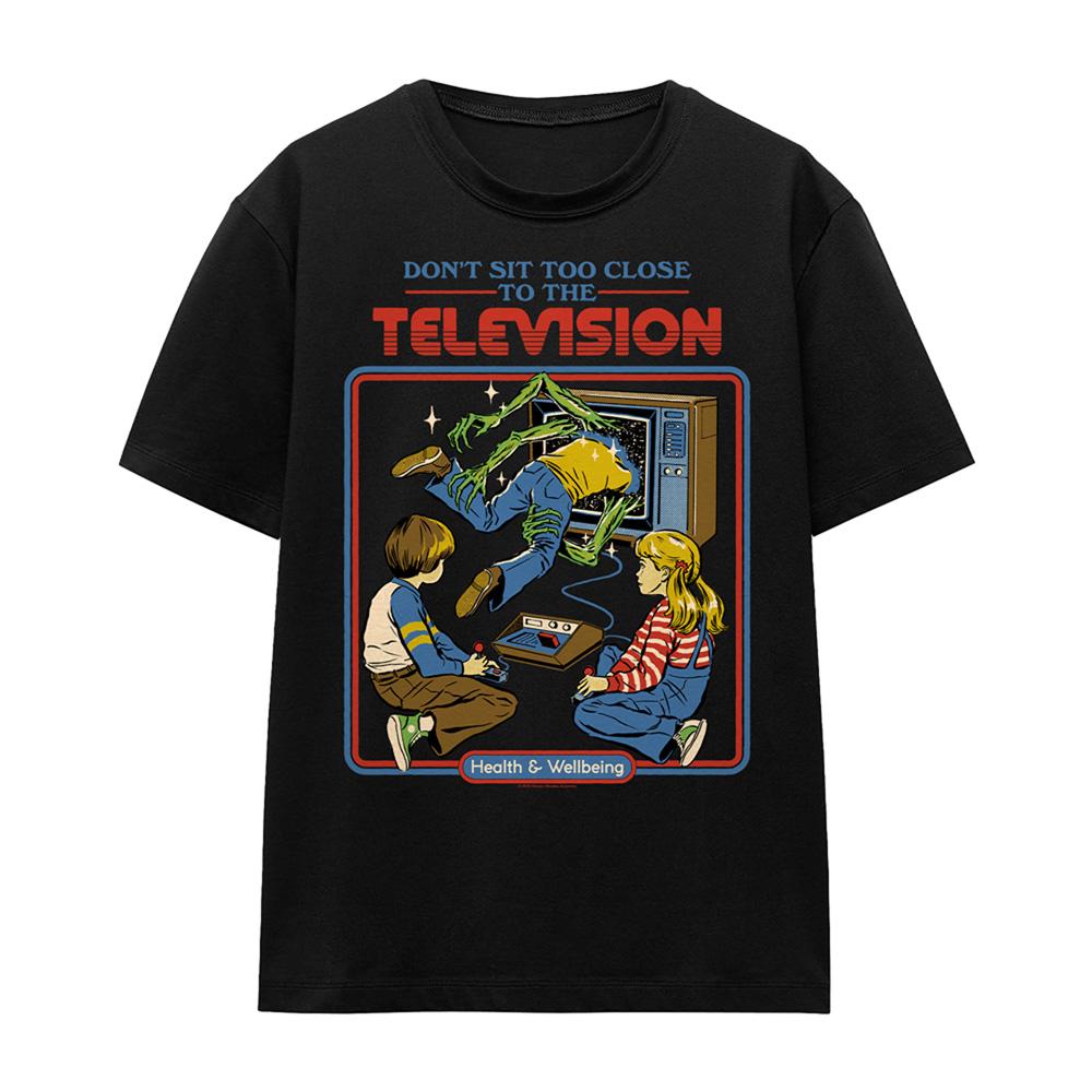 Black - Front - Steven Rhodes Womens-Ladies Don´t Sit Too Close To The Television T-Shirt