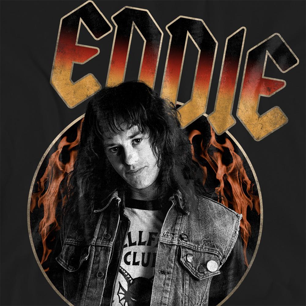 Black - Side - Stranger Things Womens-Ladies Eddie Munson Rock T-Shirt