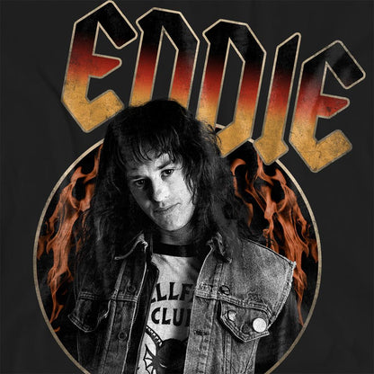 Black - Side - Stranger Things Womens-Ladies Eddie Munson Rock T-Shirt