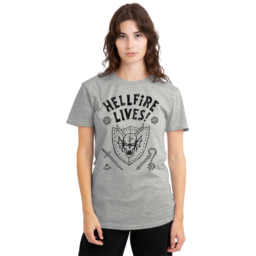 Athletic - Back - Stranger Things Womens-Ladies Hellfire Graduation Heather T-Shirt