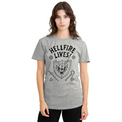 Athletic - Back - Stranger Things Womens-Ladies Hellfire Graduation Heather T-Shirt