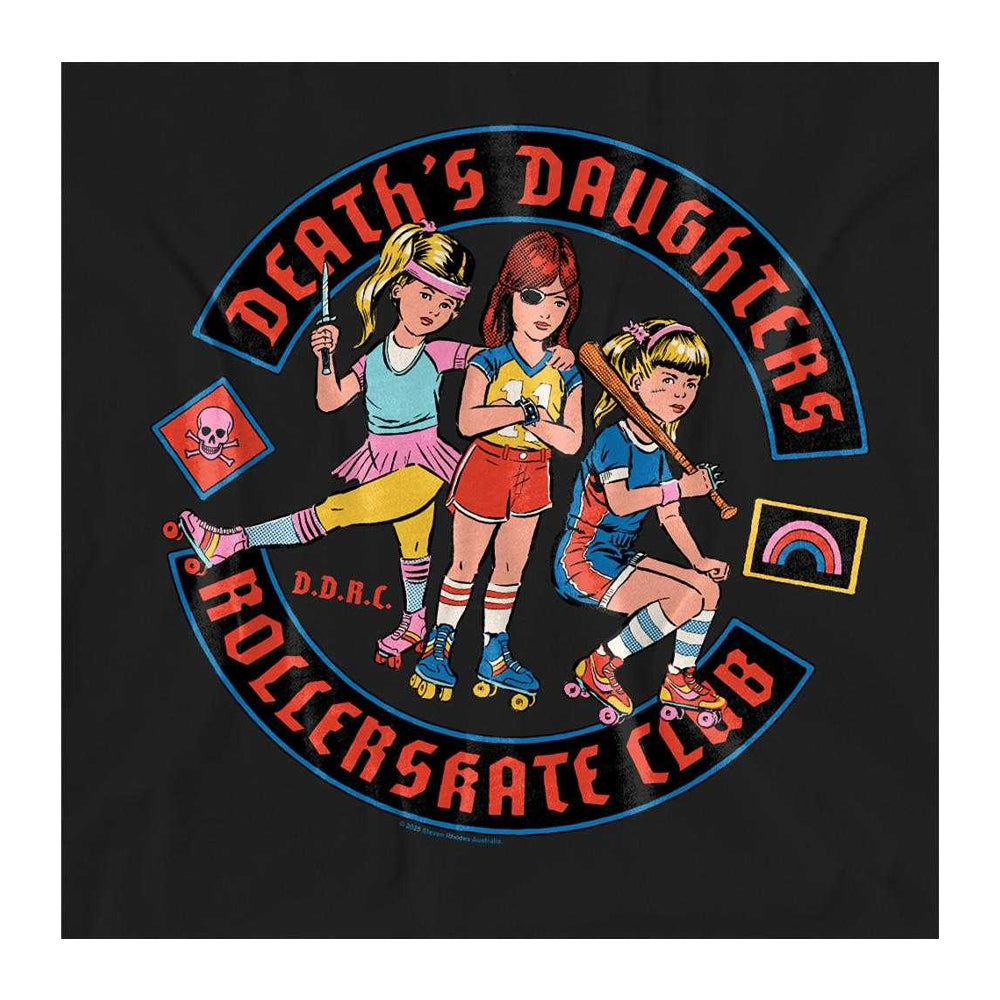Black - Side - Steven Rhodes Womens-Ladies Death´s Daughters Rollerskate Club T-Shirt