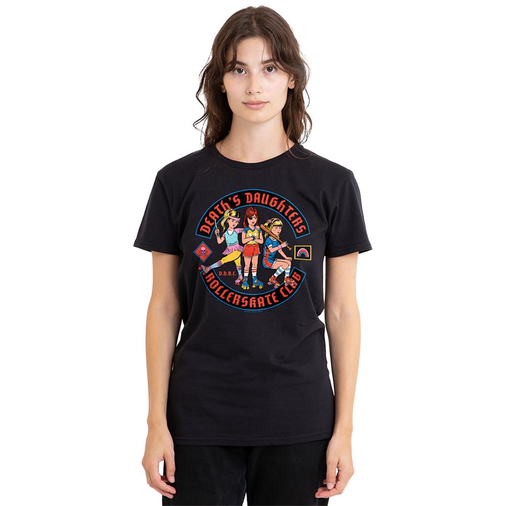 Black - Lifestyle - Steven Rhodes Womens-Ladies Death´s Daughters Rollerskate Club T-Shirt