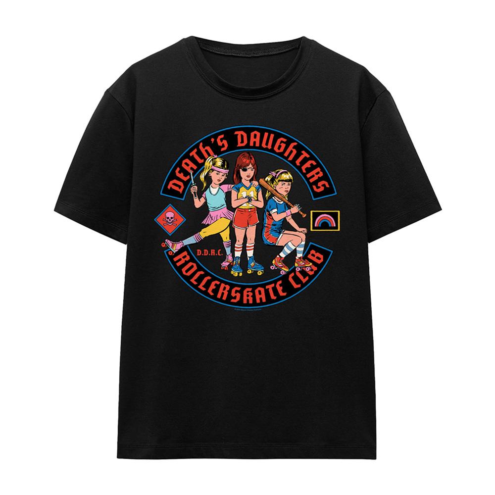 Black - Front - Steven Rhodes Womens-Ladies Death´s Daughters Rollerskate Club T-Shirt
