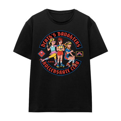 Black - Front - Steven Rhodes Womens-Ladies Death´s Daughters Rollerskate Club T-Shirt