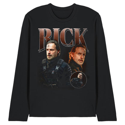 Black - Front - The Walking Dead Unisex Adult The Ones Who Lived Rick Homage Long-Sleeved T-Shirt