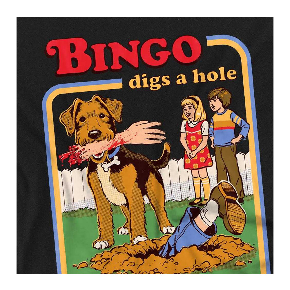 Black - Side - Steven Rhodes Unisex Adult Bingo Digs A Hole T-Shirt