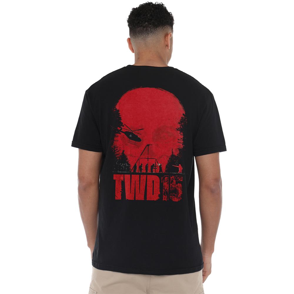 Black - Side - The Walking Dead Unisex Adult Skull Fight Scene Back Print T-Shirt