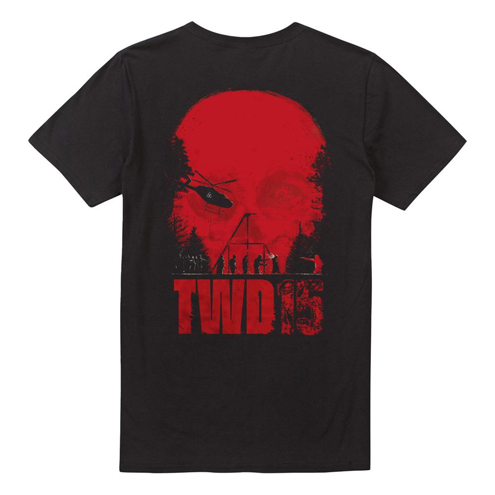Black - Lifestyle - The Walking Dead Unisex Adult Skull Fight Scene Back Print T-Shirt