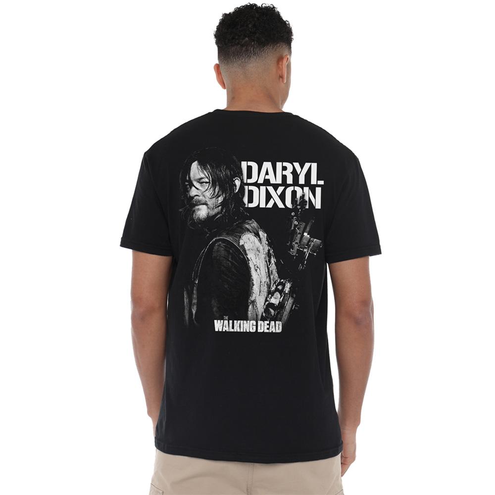 Black - Side - The Walking Dead Unisex Adult Daryl Dixon Mono Back Print T-Shirt