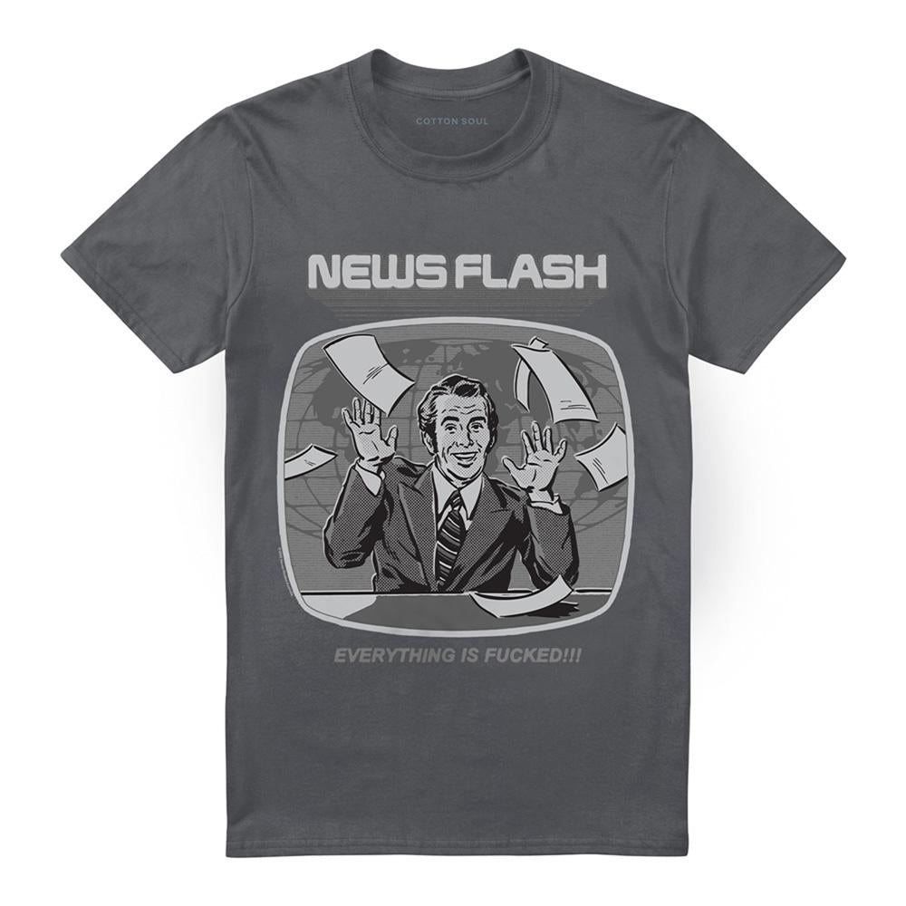 Charcoal - Front - Steven Rhodes Unisex Adult Newsflash T-Shirt