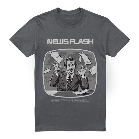 Charcoal - Front - Steven Rhodes Unisex Adult Newsflash T-Shirt