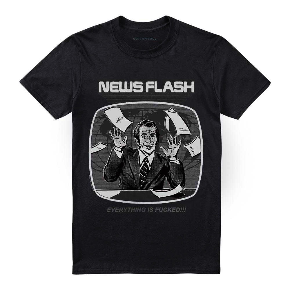 Black - Front - Steven Rhodes Unisex Adult Newsflash T-Shirt