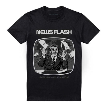 Black - Front - Steven Rhodes Unisex Adult Newsflash T-Shirt