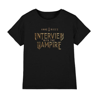 Black - Front - Interview With The Vampire Childrens-Kids Gold Logo T-Shirt