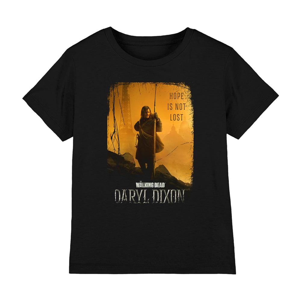 Black - Front - The Walking Dead Childrens-Kids Daryl Dixon Poster T-Shirt