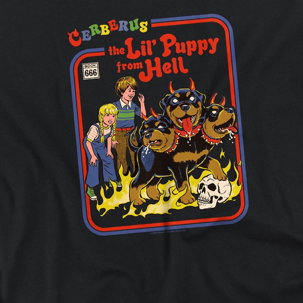 Black - Back - Steven Rhodes Womens-Ladies Cerberus Puppy T-Shirt