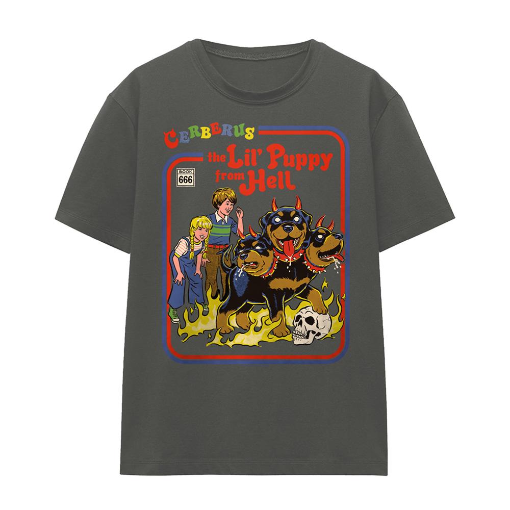 Charcoal - Front - Steven Rhodes Womens-Ladies Cerberus Puppy T-Shirt