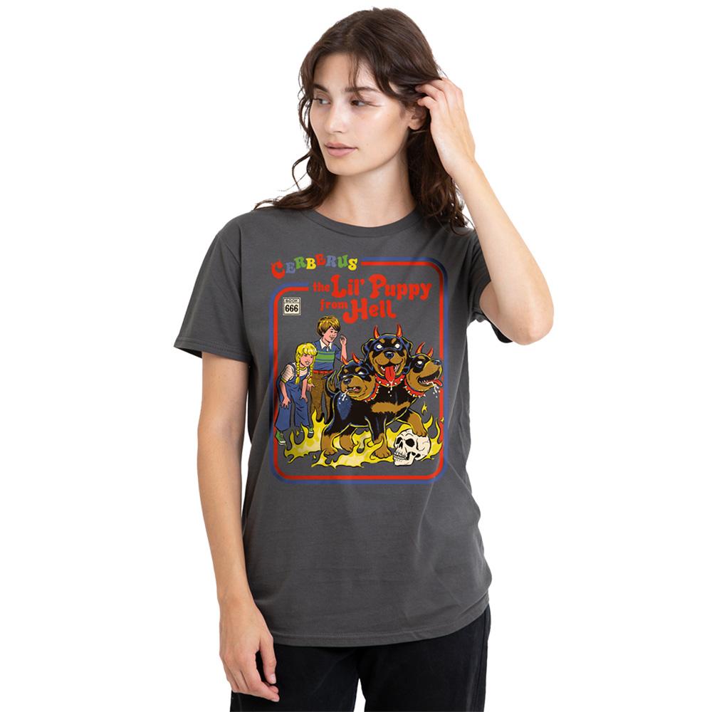 Charcoal - Lifestyle - Steven Rhodes Womens-Ladies Cerberus Puppy T-Shirt