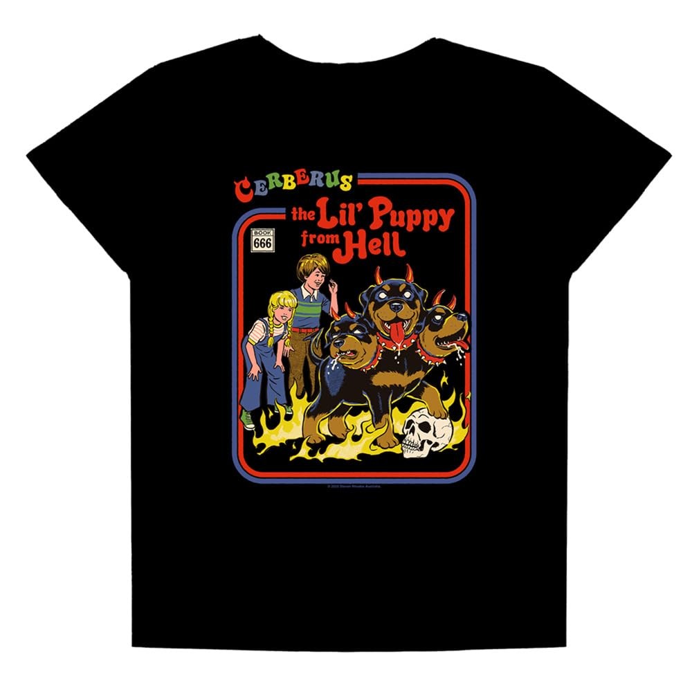 Black - Front - Steven Rhodes Womens-Ladies Cerberus Puppy T-Shirt