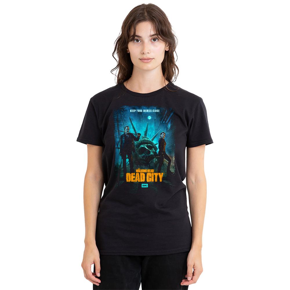 Black - Back - The Walking Dead Womens-Ladies Dead City Poster Art T-Shirt