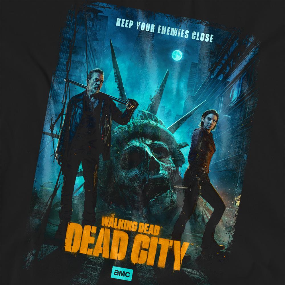 Black - Side - The Walking Dead Womens-Ladies Dead City Poster Art T-Shirt