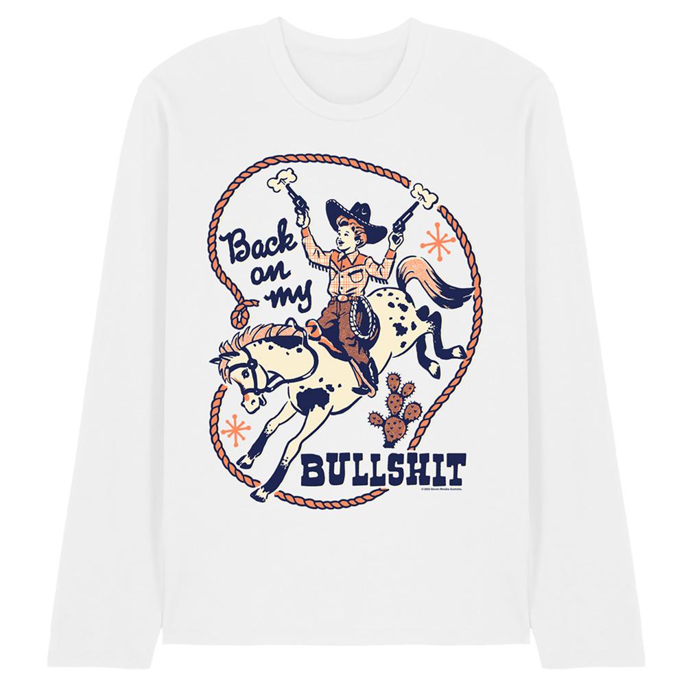 White - Front - Steven Rhodes Unisex Adult Back On My Bullshit Long-Sleeved T-Shirt