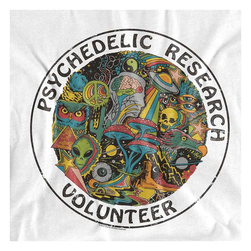 White - Side - Steven Rhodes Unisex Adult Psychedelic Research Volunteer Long-Sleeved T-Shirt