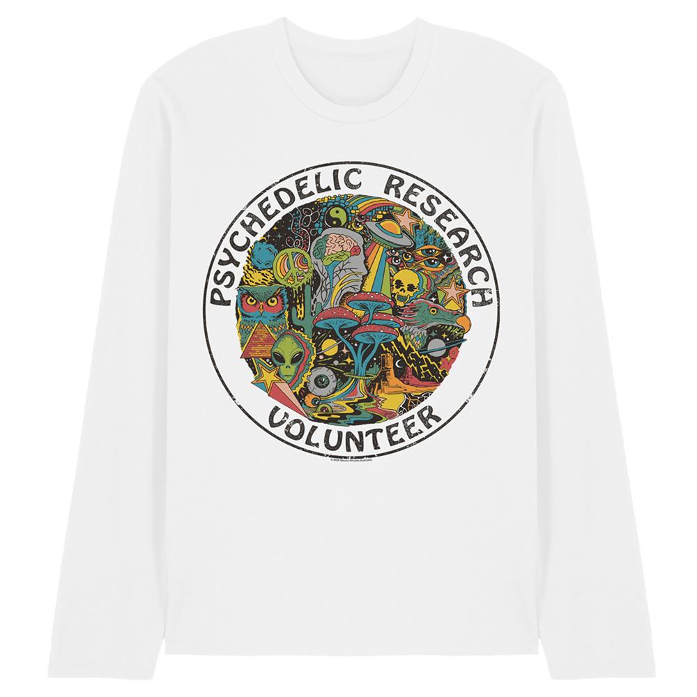 White - Front - Steven Rhodes Unisex Adult Psychedelic Research Volunteer Long-Sleeved T-Shirt