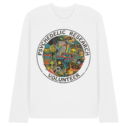 White - Front - Steven Rhodes Unisex Adult Psychedelic Research Volunteer Long-Sleeved T-Shirt