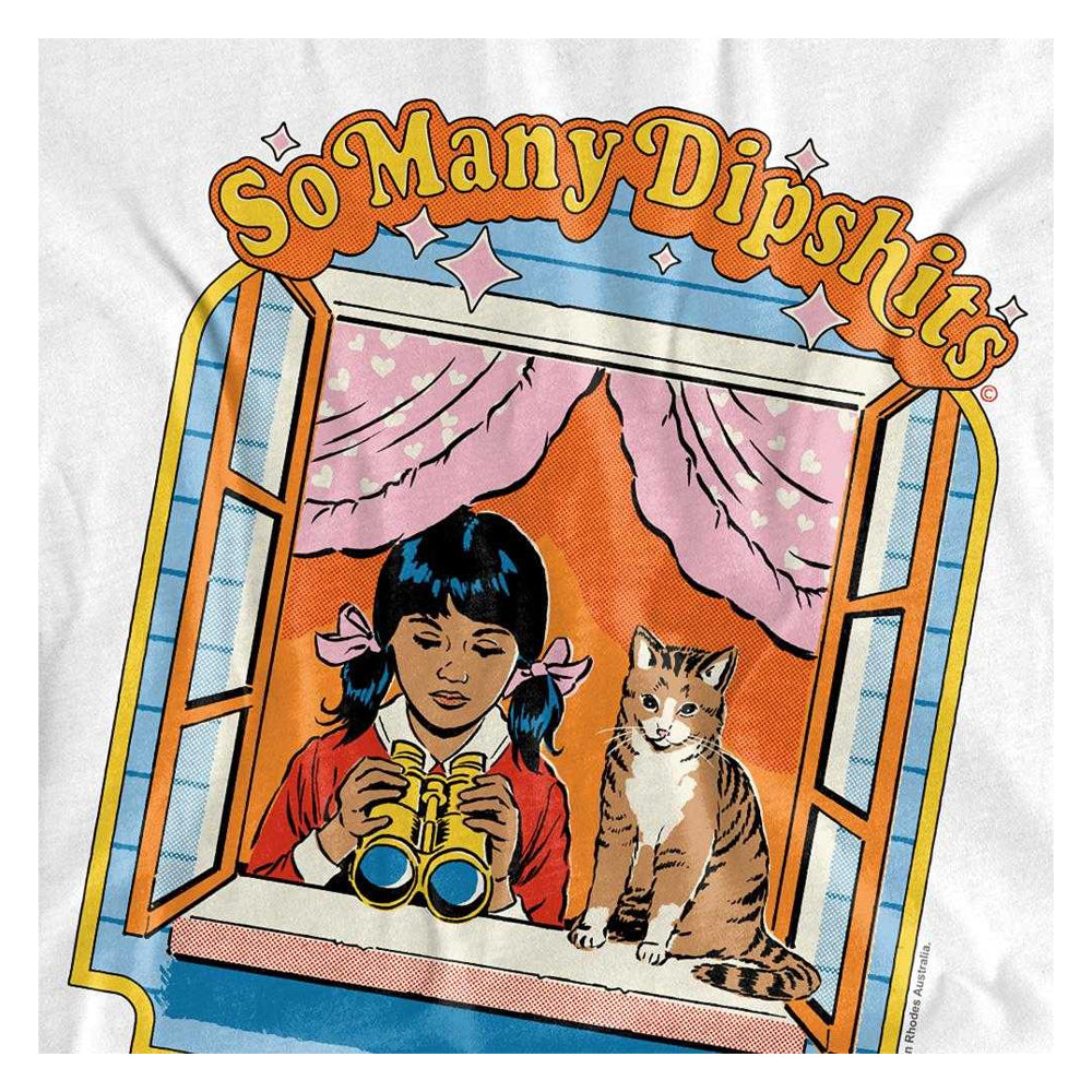White - Side - Steven Rhodes Unisex Adult So Many Dipshits Long-Sleeved T-Shirt