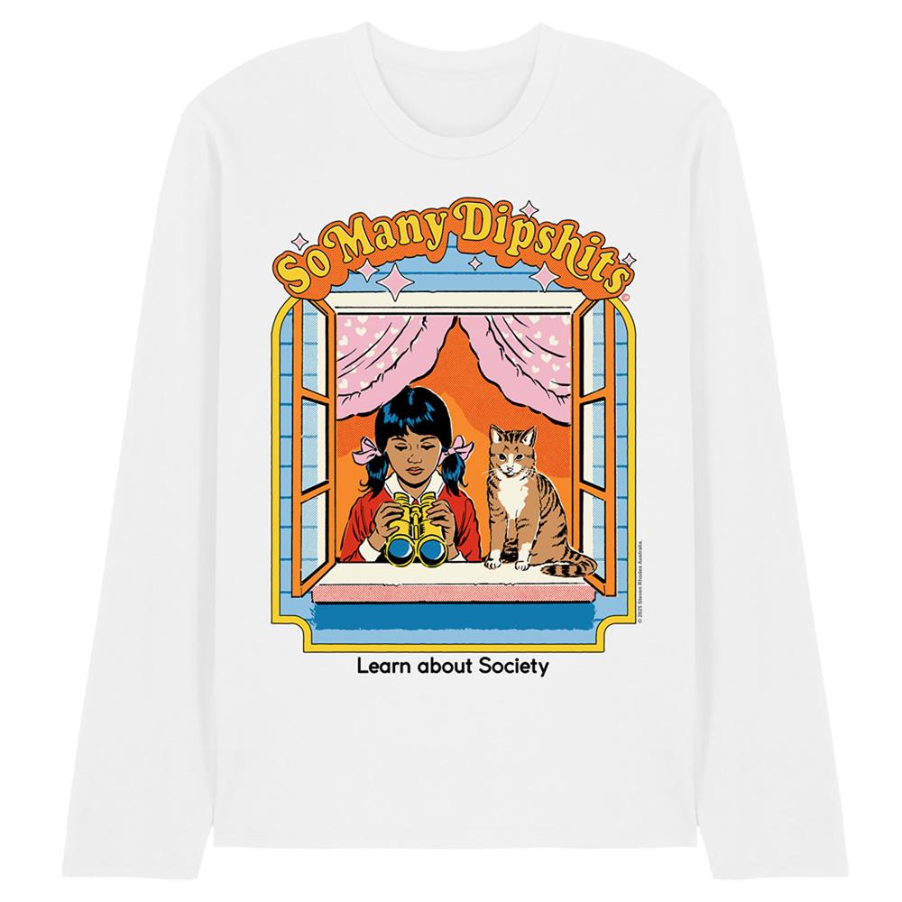 White - Front - Steven Rhodes Unisex Adult So Many Dipshits Long-Sleeved T-Shirt