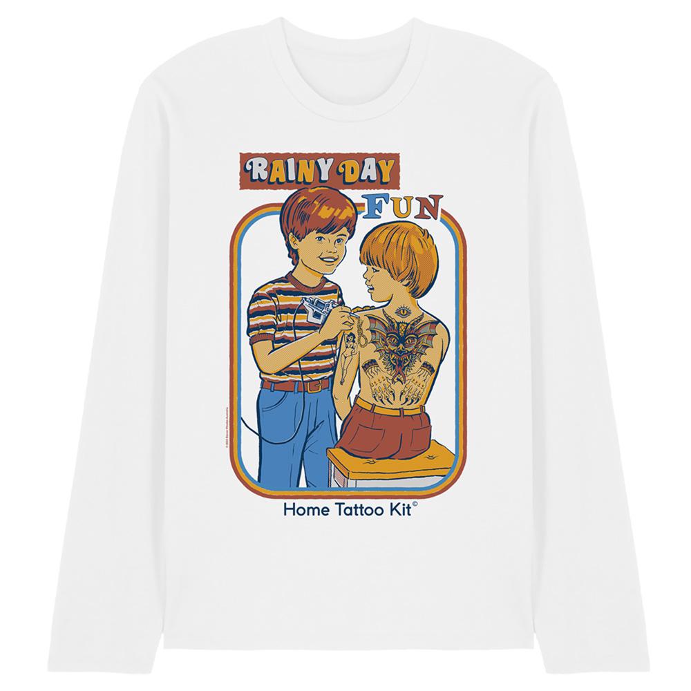 White - Front - Steven Rhodes Unisex Adult Rainy Day Fun Long-Sleeved T-Shirt