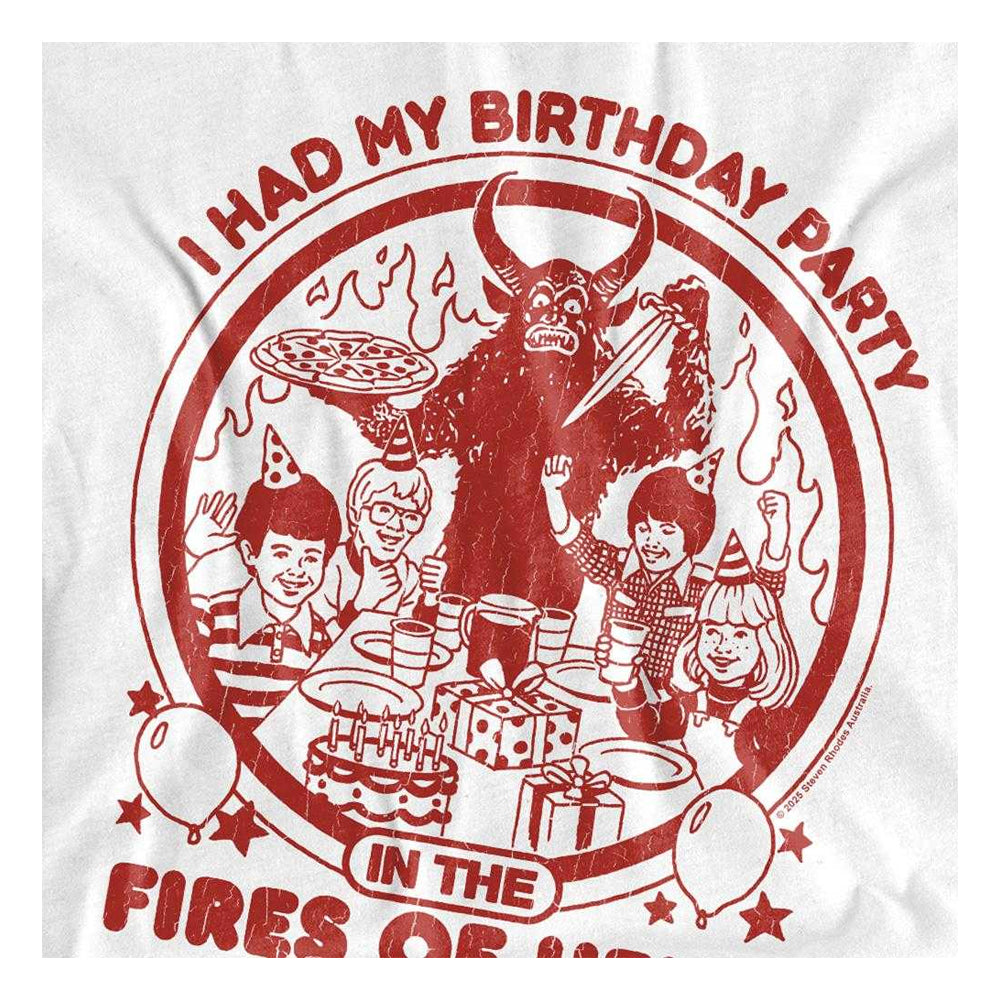 White - Side - Steven Rhodes Unisex Adult Birthday In Hell Long-Sleeved T-Shirt